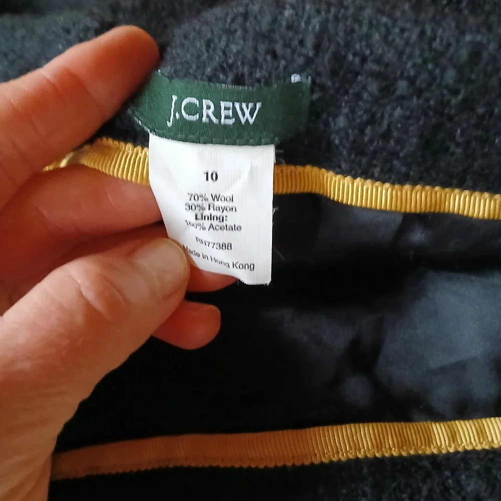 J. Crew Vintage Black Boucle Wool Midi Skirt Size 10